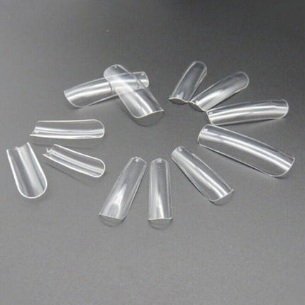 500 PCS Fake French Nail Tips White Clear Stiletto False Gel Pointy Art Acrylic - Aimall
