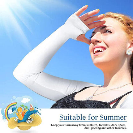 UV Sun Protection Arm Cooling Shawl Sleeves with Finger Hole for Women Outdoor - Aimall