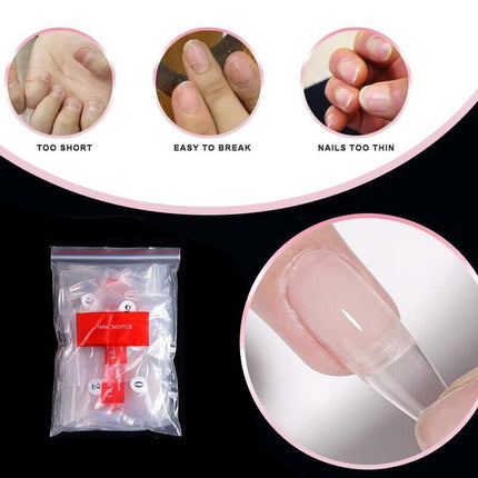 500 PCS Fake French Nail Tips White Clear Stiletto False Gel Pointy Art Acrylic - Aimall
