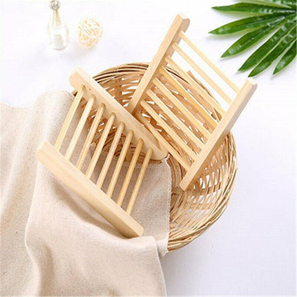Natural Wooden Bamboo Soap Dish Tray Holder Storage Soap Rack Box Soap Dishes Au - Aimall