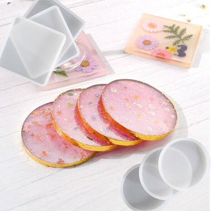 Coaster Resin Casting Mould Epoxy Mold Silicone Craft DIY Jewelry Agate Making - Aimall