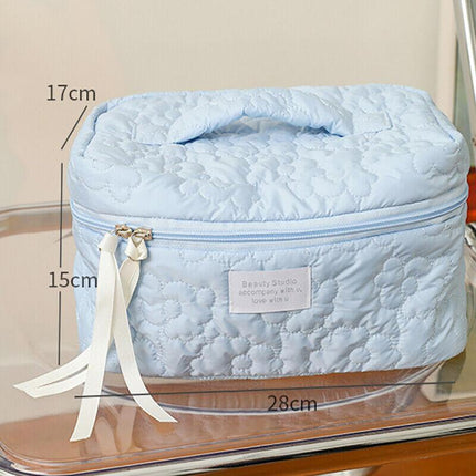 New Floral Makeup Bag Multifunctional Quilted Cosmetic Pouch Toiletry - Aimall