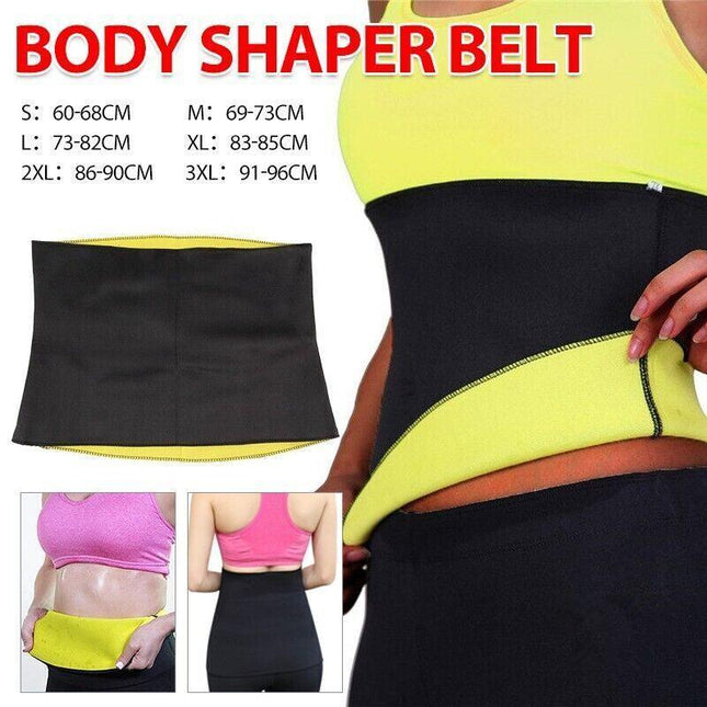 Hot Fit Body Shaper Slimming Belt Waist Trainer Tummy Trimmer Sweat Fat Burn Oz Aimall