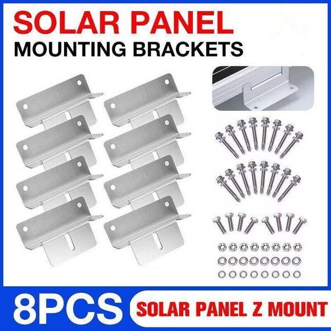 8PCS Solar Panel Mounting Z Bracket Set For Flat Roof Wall Mount Kit Aluminum AU - Aimall