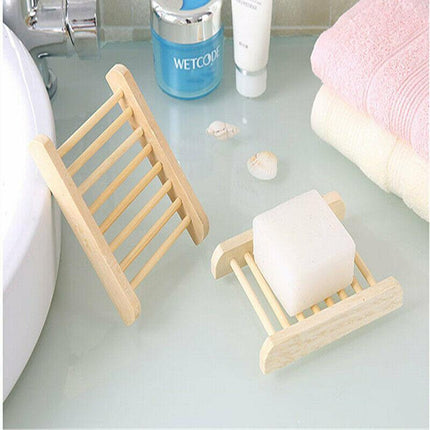 Natural Wooden Bamboo Soap Dish Tray Holder Storage Soap Rack Box Soap Dishes Au - Aimall