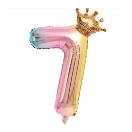 81cm Iridescent Rainbow Foil Balloons 32" Number Wedding Birthday Party Balloon - Aimall