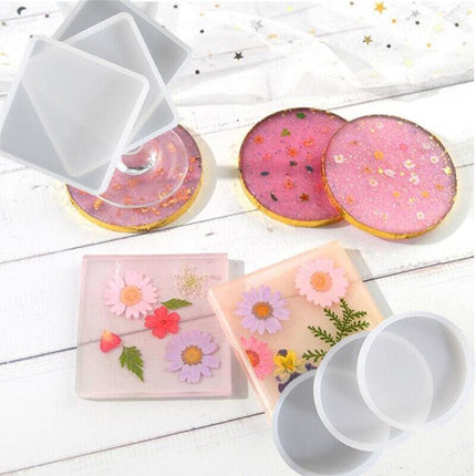 Coaster Resin Casting Mould Epoxy Mold Silicone Craft DIY Jewelry Agate Making - Aimall