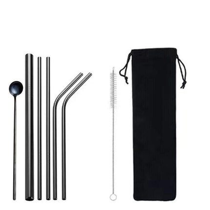 Reusable 304 Stainless Steel Straws Metal Drinking Washable Straw Brushes Set 1 - Aimall