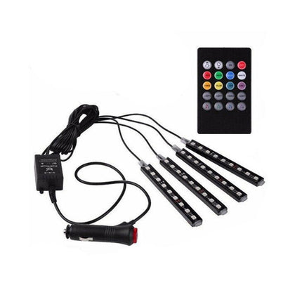 4X 12V 9Led Rgb Car Interior Led Strip Lights Wireless Remote Control Music Au - Aimall