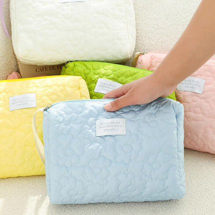 New Floral Makeup Bag Multifunctional Quilted Cosmetic Pouch Toiletry - Aimall