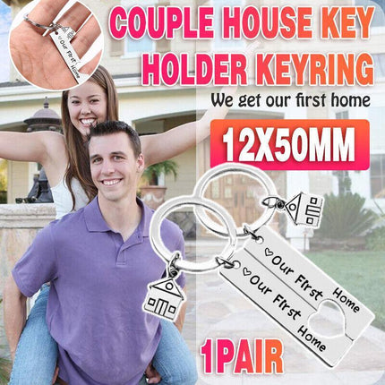 Our First Home Buyer Matching Set Couple House Key Holder Keyring Keychain Gift Aimall
