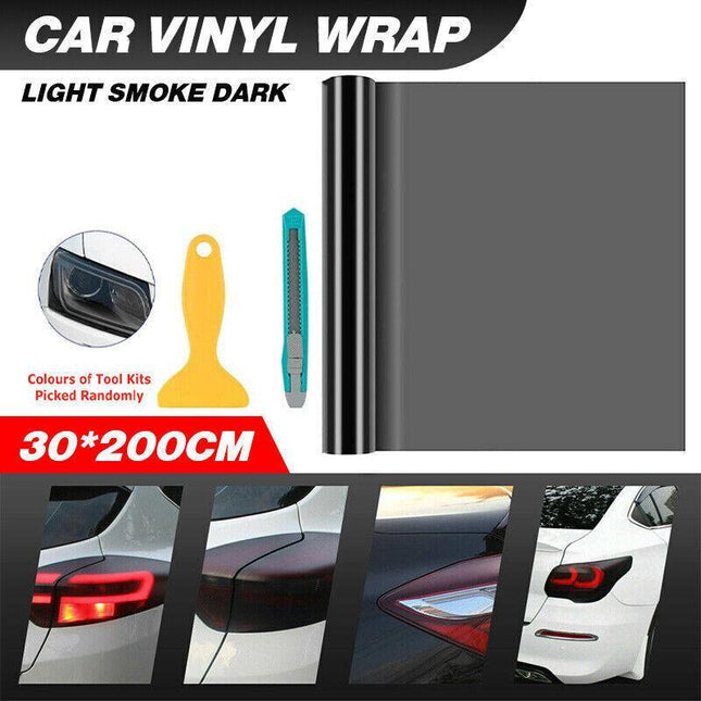 Light Smoke Black 2Mx30Cm Car Headlight Tint Wrap Tail Fog Light Vinyl Wrap Kit - Aimall