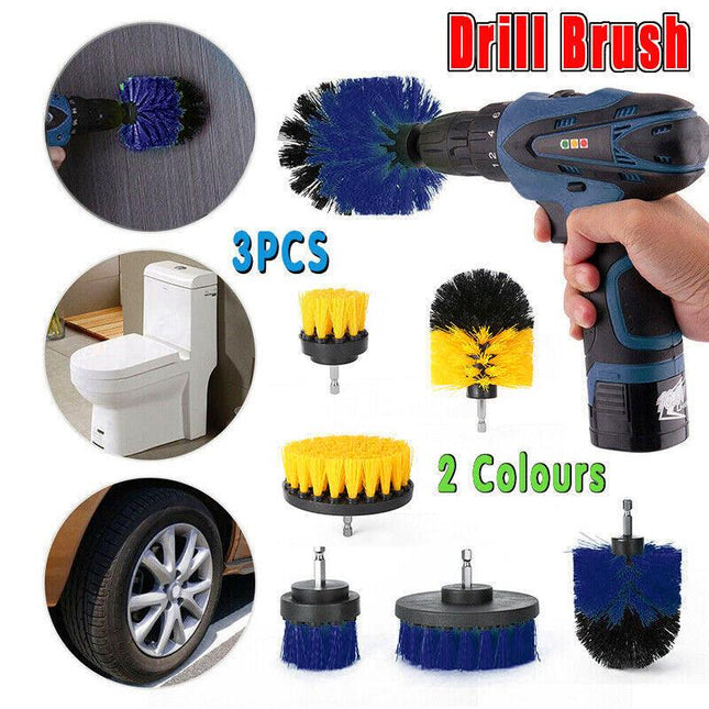3Pcs Drill Attachment Set Drill Brush Kit Bathroom Carpet Cleaning Tool Scrubber - Aimall