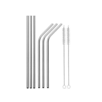Reusable 304 Stainless Steel Straws Metal Drinking Washable Straw Brushes Set 2 - Aimall