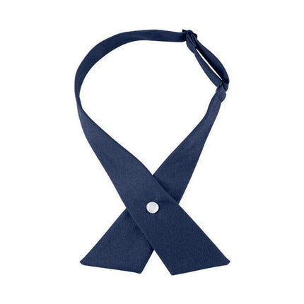 Large Women Criss-Cross Bow Tie School Girl Uniform Solid Adjustable Pre Tied Necktie - Aimall