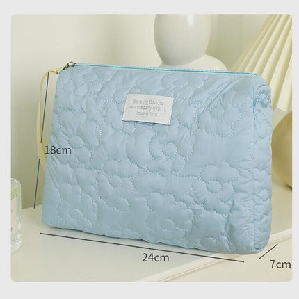 New Floral Makeup Bag Multifunctional Quilted Cosmetic Pouch Toiletry - Aimall