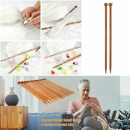 Bamboo Knitting Needles Set in Knitting Needle Case11Size 22pcs 25cm For Crochet - Aimall