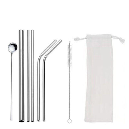 Reusable 304 Stainless Steel Straws Metal Drinking Washable Straw Brushes Set 1 - Aimall