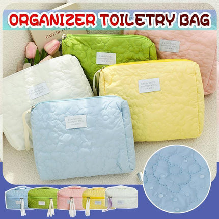 New Floral Makeup Bag Multifunctional Quilted Cosmetic Pouch Toiletry - Aimall