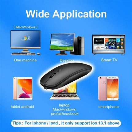 Optical Wireless Bluetooth 5.1 Slim Rechargeable Mouse for Laptop, Mac，iPad - Aimall