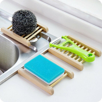Natural Wooden Bamboo Soap Dish Tray Holder Storage Soap Rack Box Soap Dishes Au - Aimall