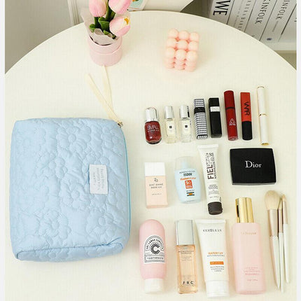 New Floral Makeup Bag Multifunctional Quilted Cosmetic Pouch Toiletry - Aimall