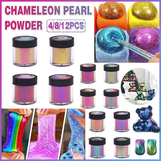 4/8/12X Chameleon Pearl Powder Pigment Color Shift Mica Powder Epoxy Resin Craft - Aimall