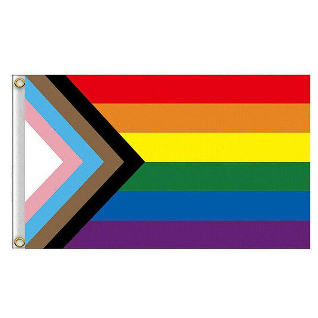 90x150cm Progress Pride Rainbow Flag Gay Lesbian LGBTQ Mardi Gras Party Banner - Aimall