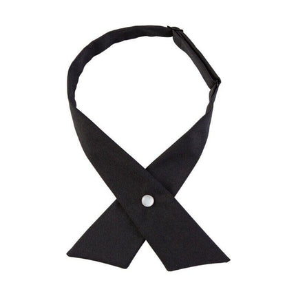 Large Women Criss-Cross Bow Tie School Girl Uniform Solid Adjustable Pre Tied Necktie - Aimall