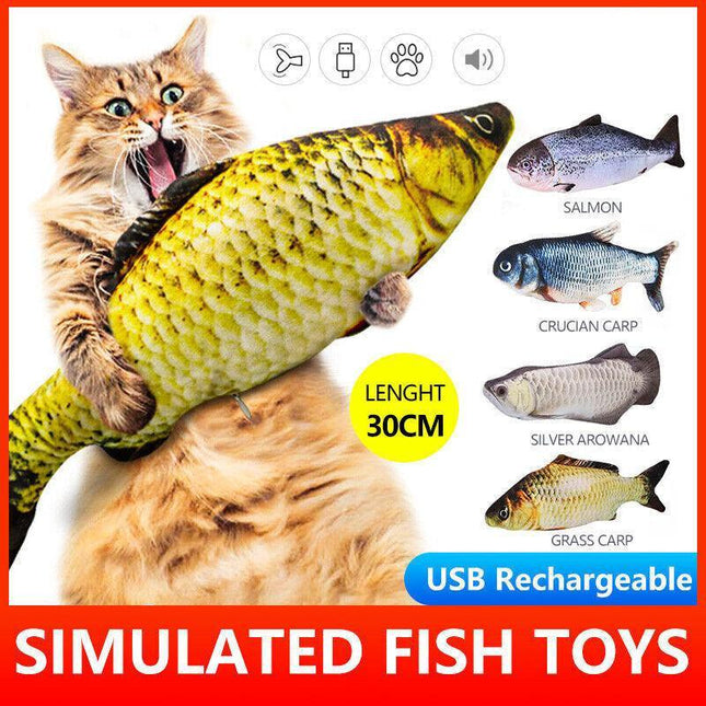 Electric Dancing Fish Kicker Cat Toy Wagging Realistic Moves Usb Rechargeable Au - Aimall