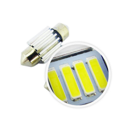 4PCS 31mm 7020 4SMD LED Festoon Interior Dome Map Light Bulbs 12V White