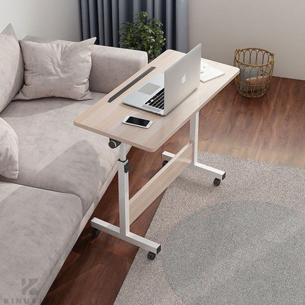 Moveable Foldable Table with Wheels Adjustable Height Space Saving Home Bedroom