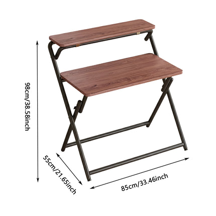 Double Layer Foldable Desk Sturdy Frame Heavy Duty for Home Office Study Use