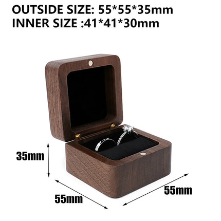 Wooden Ring Box for Engagement Proposal or Jewellery Storage 55×55×35mm