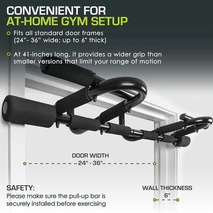 Pull Up 2-Bar Doorway Trainer Home Indoor Gym Fitness Equipment Stable Durable