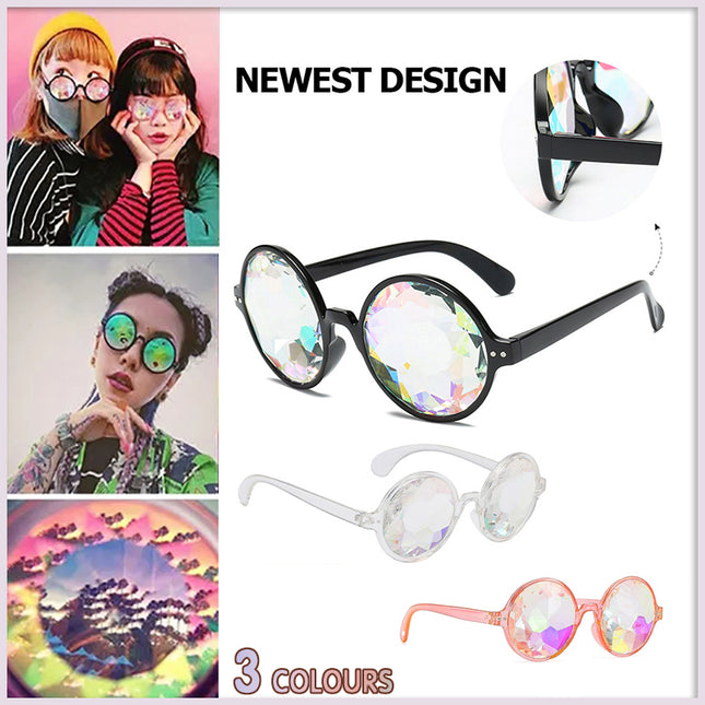 Festival Rave Kaleidoscope Glasses Prism Lens Crystal Effect Party Sunglasses