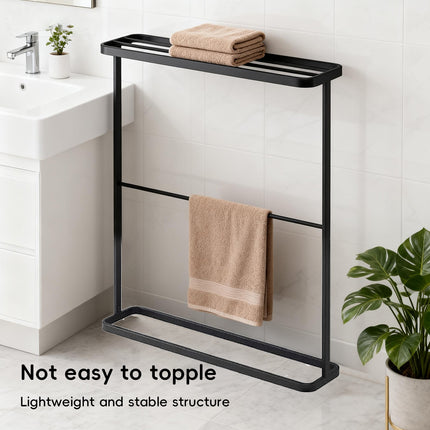 Freestanding Bathroom Towel Rack Metal 64.5x15x75cm Black/White Space Saving