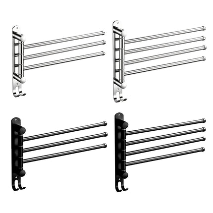 3/4 Rods Stainless Steel Drill-Free Rotating Towel Rack Rustproof Space-Saving