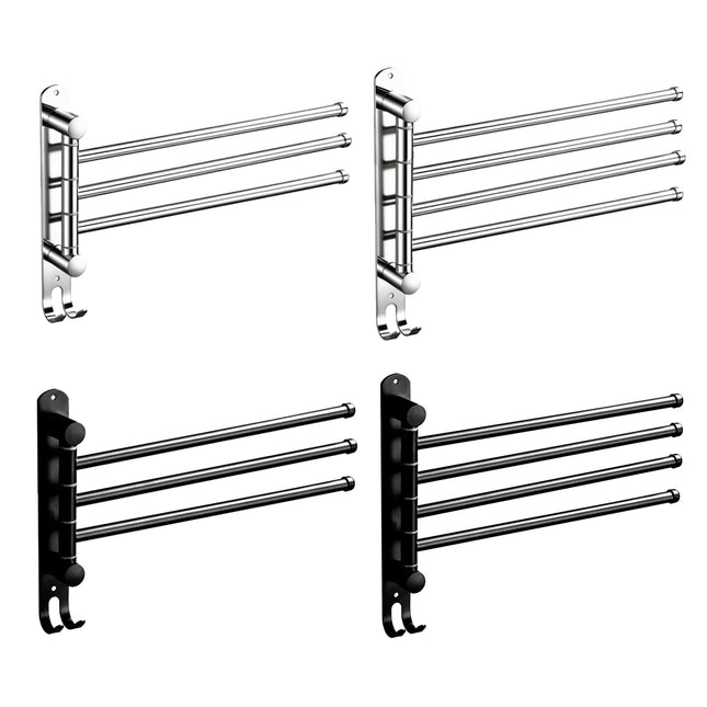 3/4 Rods Stainless Steel Drill-Free Rotating Towel Rack Rustproof Space-Saving