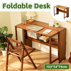 Bamboo Folding Student Desk Study Table Space Saving Large Capacity Storage