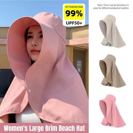 Women Summer Sun Protection Hat Large Brim Face Cover Shawl UV Protection Cap