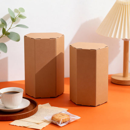 20PCS Kraft Paper Gift Box Hexagon Party Wedding Casndy Craft Packaging Box