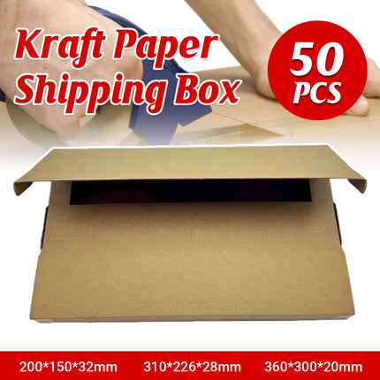 50PCS Kraft Paper Shipping Boxes for Ecommerce Shipping Packing Drop-Resistant
