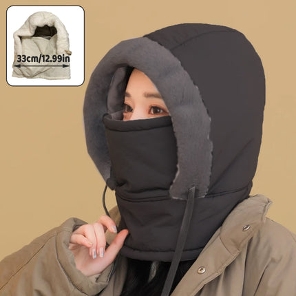 2PCS Winter Warm Hat Windproof Ski Cap With Earmuffs Thick Neck Cover Face Mask