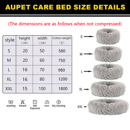 XXL-100CM Dog Cat Pet Calming Bed Washable Zipper Cover Warm Soft Plush Round