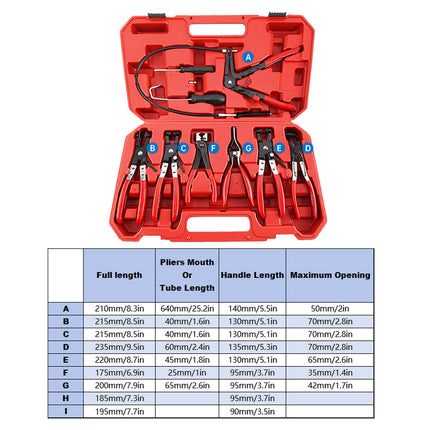 9PCS Car Hose Clamp Set Durable for Plumbing Automotive Hoses Fastening Tools