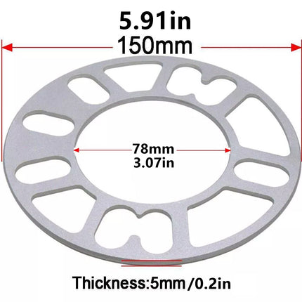 Alloy Wheel Spacers Set 4PCS Universal Fit 5MM Thickness Rim Shim Adapters Kit