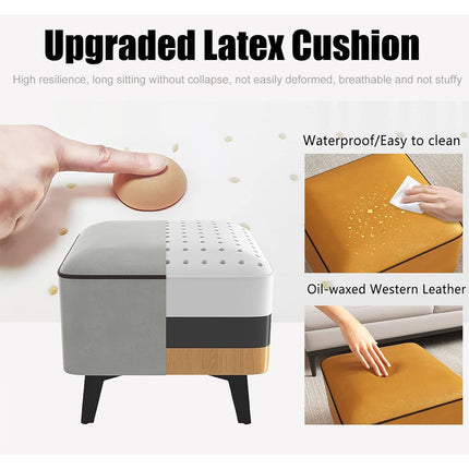 Household Light Luxury Door Shoe Bench Sofa Bench Solid Wood Leather Stool