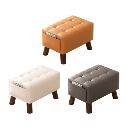 Sofa Stool Shoe Changing Bench 28 x 28 x 40cm with Side Pocket for Living Room