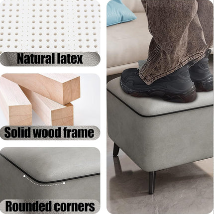 Household Light Luxury Door Shoe Bench Sofa Bench Solid Wood Leather Stool